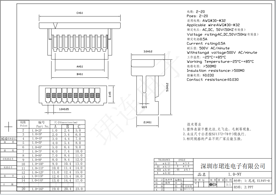 SH無(wú)耳1.0間距端子線 SH無(wú)耳1.0間距端子線